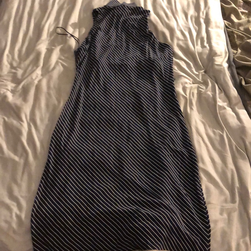 Ralph Lauren Navy and White Sheath Midi Dress - Picture 5 of 5